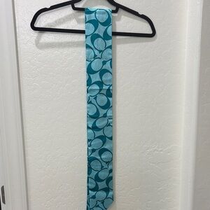 Coach Teal Patterned Silk Scarf